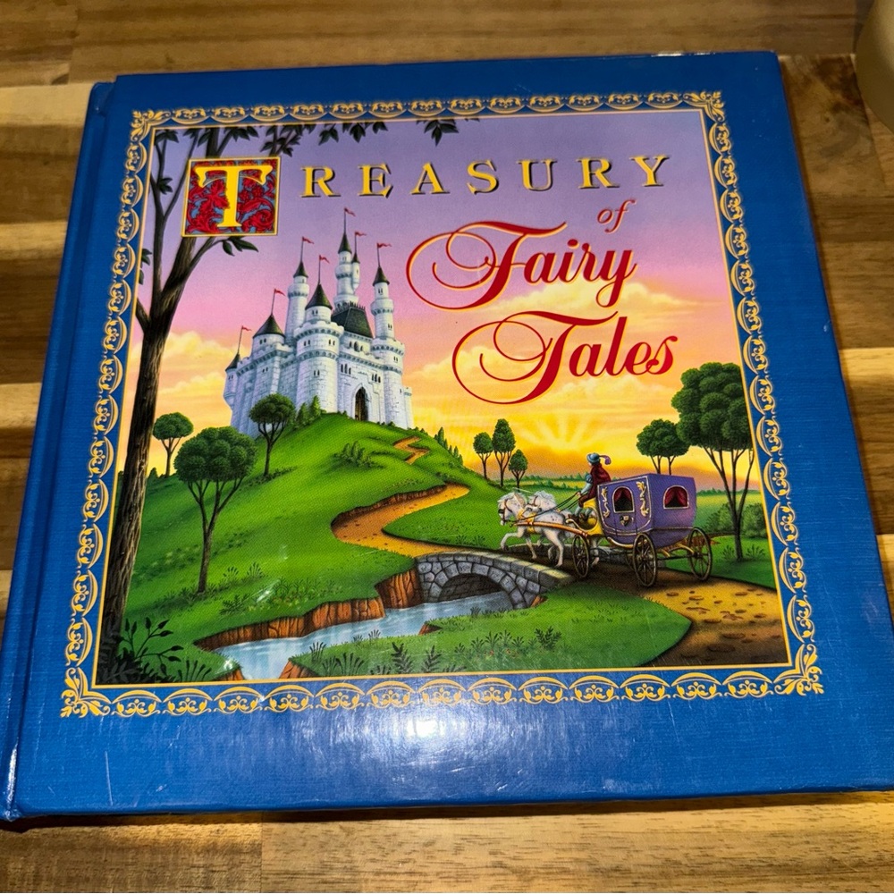 Treasury Of Fairy Tales Padded Hardcover Book w/ Gold Gilded Pages 1994